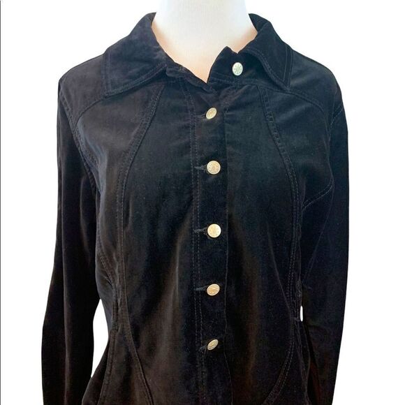 Y2K black velvet fitted Shacket L - Picture 1 of 6